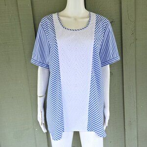 C WONDER Blue Striped Eyelet Top XL